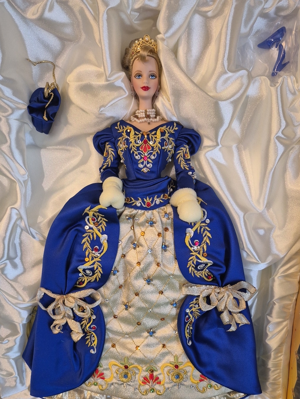 Barbie Royal Blue and Gold Embroidered Prom Gown